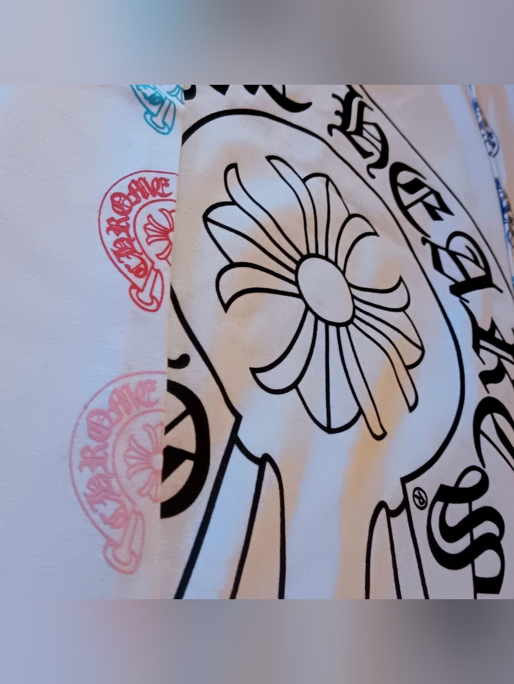 (L) Chrome Hearts White Rainbow Multi-Color Horseshoe Graphic Tee